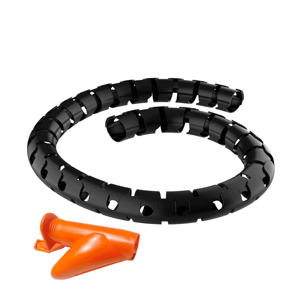 <p>Nuestra <b>funda EBA</b> es ideal para el <b>agrupamiento y la protección de cables</b> en instalaciones eléctricas y mecánicas, tanto <b>fijas</b> como con <b>movimientos continuos</b> (máquinas, cuadros de control, etc.). Su diseño flexible permite <b>doblarla en cualquier dirección</b>, <b>extraer cables en cualquier punto</b> y <b>reutilizarla fácilmente</b>.</p>

<p>· <b>Material:</b> <b>Polipropileno</b><br>
· <b>Colores disponibles:</b> Negro, blanco, gris claro, plata y naranja<br>
· <b>Temperatura de uso:</b> -30 °C a +85 °C (picos hasta +90 °C)<br>
· <b>Inflamabilidad:</b> Autoextinguible UL94-HB<br>
· <b>Libre de halógenos</b></p>
<p>El modelo en color <b>naranja</b> está especialmente diseñado para aplicaciones en el sector de la <b>movilidad eléctrica</b>.</p>
<p>Alta resistencia a la mayoría de solventes y agentes químicos. Soporta grasas, aceites minerales y gasolina.</p>

<p>Cada formato incluye una <b>herramienta específica</b> para facilitar la introducción de cables, fabricada también en polipropileno. Para más detalles, visita nuestra familia <a href='https://www.iscsl.es/harramienta-para-protector-cable-espiral-eba/mheb/'><b>MHEB</b></a>.</p>

<p><i>Para los diámetros 15, 20 y 25 mm (excepto color naranja), disponible en longitud de 2 metros bajo pedido.</i></p>