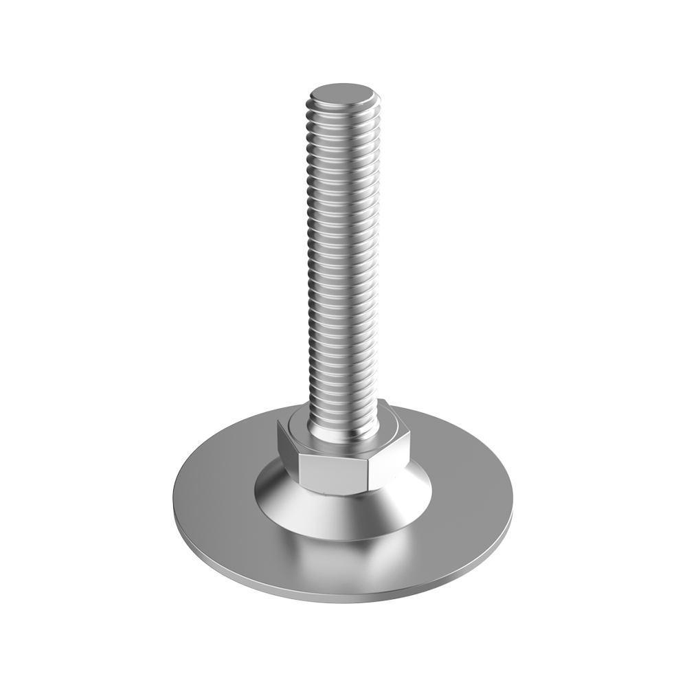 Los pies niveladores LHVB se fabrican en <b>(ZCS)</b> Acero Zincado y cuentan con un tornillo DIN 558-4.6-A2F <b>giratorio</b> con base hexagonal y con un rango de inclinación de entre <b>10º y 13º</b>, según referencia. Ofrecen una unión segura gracias a un tornillo Torx T20 (máx. torque 3,4 Nm) que fija la base con el tornillo. <br>
Por lo que respecta a la base, existen dos opciones en función de la referencia: sin agujeros y con dos agujeros que permiten <b>atornillarla y fijarla fuertemente al suelo</b> <i>(referencias acabadas en H)</i>.<br><br>
Estos pies resisten una carga alrededor de los <b>6380 N</b>, aunque siempre recomendamos mantener un margen de seguridad. Los niveladores deben ajustarse sin carga y no recomendamos su uso como deslizadores, sino como elementos estáticos.<br><br>
Si necesita proteger la superficie ante posibles rayadas/golpes, sugerimos acoplar el capuchón protector <b><a href='https://www.iscsl.es/pie-nivelador-de-acero-zincado-con-inclinacion/lkb/#'> LKB</a></b>, fabricado en <b>(LDPE)</b> Polietileno de baja densidad.<br><br>
Ofrecemos configuraciones especiales bajo consulta:<br><br>
<i>* Otras longitudes y medidas de rosca</i>. <br>
<i>* Base en <b>(SS)</b> Acero Inoxidable</i>. <br>
<i>* <b>Ranura hexagonal</b> para llave Allen en el extremo superior de la rosca<.