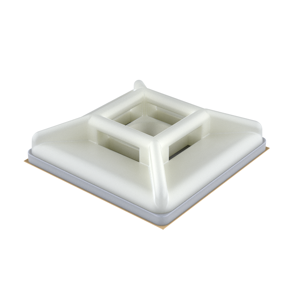 Nuestros soportes para bridas se fijan mediante adhesivo o 1 tornillo de cabeza plana. Son ideales para aplicaciones en las que la altura es importante. Sus 4 vías facilitan la entrada de las bridas. Elige la brida que más te conviene en nuestra familia MB.