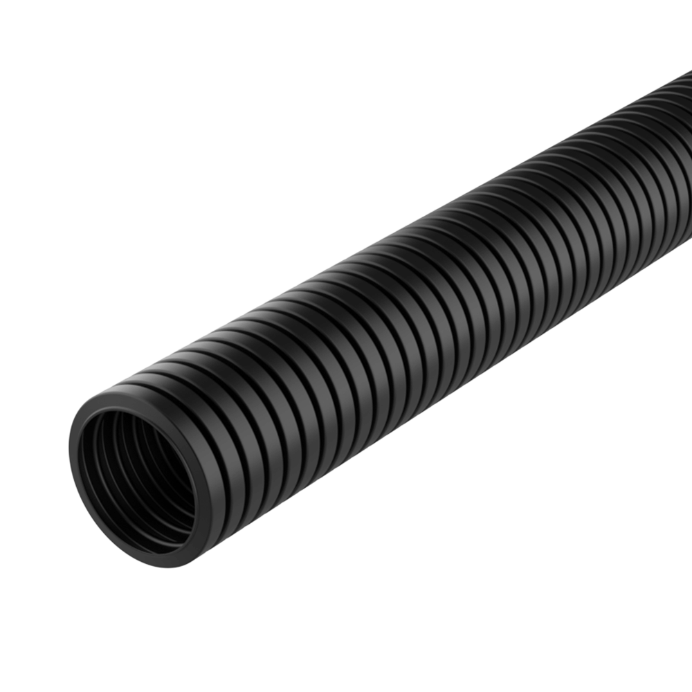 <p>Nuestro <b>tubo de polipropileno corrugado MPP</b> es un componente flexible con resistencia al fuego diseñado para aplicaciones técnicas en entornos industriales y exteriores. Ofrece excelente resistencia a los rayos UV y una vida útil de al menos 20 años.</p>

<p><b>Material:</b> Polipropileno termoestabilizado.<br>
<b>Temperatura de funcionamiento:</b> -40 °C / +130 °C (picos hasta +150 °C).<br>
<b>Inflamabilidad:</b> Retardante de llama y autoextinguible UL94-V2, FMVSS 302, DIN 75200.<br>
<b>Características:</b> Alta flexibilidad, resistencia a alcoholes, grasas, aceites minerales y combustibles. Adecuado para instalaciones fotovoltaicas, industria mecánica y automotriz. Resistencia a la tracción 26 MPa, módulo elástico 1300 MPa, alargamiento a la rotura >250%.<br>
<b>Suministro y embalaje:</b> Unidad de medida 1 metro, suministro a granel sin cortes, bobinas de 10, 25, 50 o 100 metros según referencia, medidas especiales bajo pedido.</p>

<p><i>Cada referencia está disponible en versión estándar o con abertura longitudinal a lo largo del tubo.</i></p>
