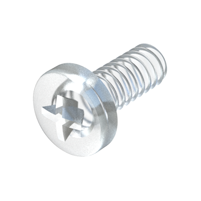 Nuestros tornillos con cabeza cilíndrica biselada phillips son transparentes.