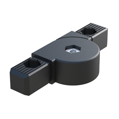 Nuestro conector 2 tubos ha sido diseñado para conectar 2 tubos cuadrados. Tiene un sistema de articulación para poder cambiar su ángulo desde 0º hasta 190º.